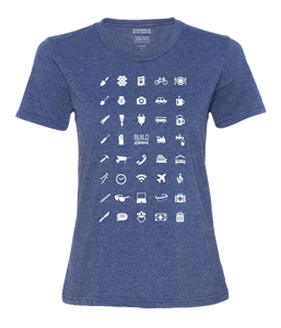 ICONSPEAK Build Abroad - official shirt Women - ICONSPEAK Travel shirt, traveller t-shirt, backpacker and backpacking shirt, icon language shirt