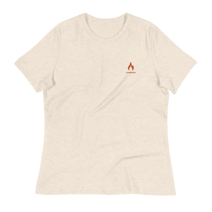 ICONSPEAK One Fire Women's Shirt Embroidered - ICONSPEAK Travel shirt, traveller t-shirt, backpacker and backpacking shirt, icon language shirt