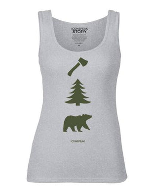ICONSPEAK Lumberjack Story Women's Tanktop - ICONSPEAK Travel shirt, traveller t-shirt, backpacker and backpacking shirt, icon language shirt