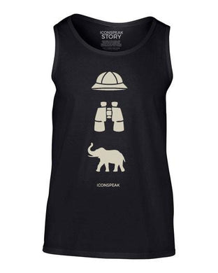 ICONSPEAK Safari Story Men's Tanktop - ICONSPEAK Travel shirt, traveller t-shirt, backpacker and backpacking shirt, icon language shirt