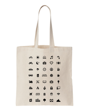 Load image into Gallery viewer, ICONSPEAK World Edition Tote Bag - ICONSPEAK Travel shirt, traveller t-shirt, backpacker and backpacking shirt, icon language shirt