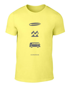 ICONSPEAK Surfer Story Men's shirt - ICONSPEAK Travel shirt, traveller t-shirt, backpacker and backpacking shirt, icon language shirt