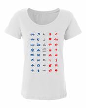 Load image into Gallery viewer, ICONSPEAK Paris City Women&#39;s Shirt - ICONSPEAK Travel shirt, traveller t-shirt, backpacker and backpacking shirt, icon language shirt