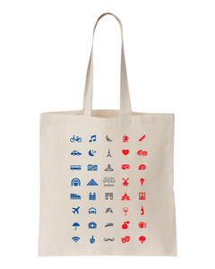 ICONSPEAK Paris Tote bag - ICONSPEAK Travel shirt, traveller t-shirt, backpacker and backpacking shirt, icon language shirt