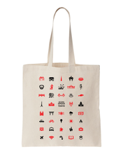 Load image into Gallery viewer, ICONSPEAK Tokyo Tote bag - ICONSPEAK Travel shirt, traveller t-shirt, backpacker and backpacking shirt, icon language shirt