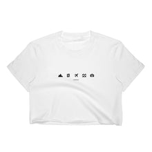 Load image into Gallery viewer, ICONSPEAK World Women&#39;s Crop Top - ICONSPEAK Travel shirt, traveller t-shirt, backpacker and backpacking shirt, icon language shirt